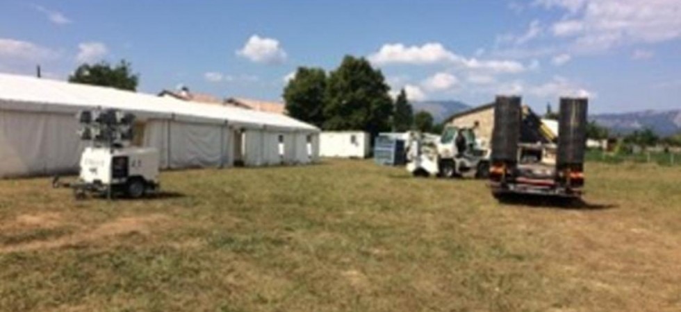 Campo logistico trentino di Amatrice (foto Archivio Provincia di Trento)